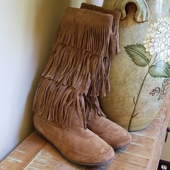 Indigo Shoes - Indigo Fringe Boots - SZ 8